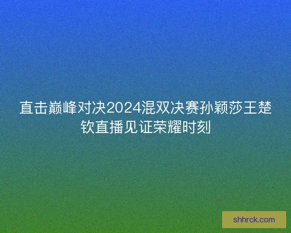 直击巅峰对决2024混双决赛孙颖莎王楚钦直播见证荣耀时刻